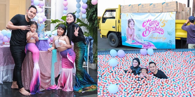 10 Portraits of Amberly's 3rd Birthday Celebration, Gilang Juragan99 Crazy Rich Malang, Luxurious Mermaid-Themed Party - Filling the Swimming Pool with Sultan Snacks