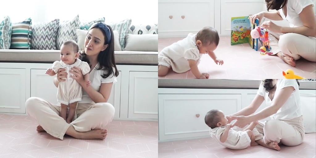 10 Potret Shandy Aulia Teaches Claire Herbowo to Crawl and Sit Up at the Age of Five Months, Already Skilled at a Young Age!