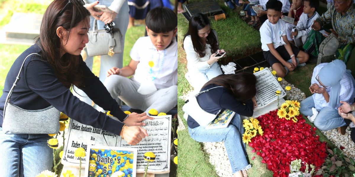 10 Portraits of Tamara Tyasmara Visiting Dante's Grave to Celebrate Her Child's Birthday