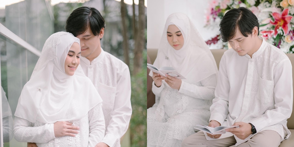 10 Potraits of 4-Month Pregnancy Thanksgiving of Anisa Rahma, the Beauty of the Pregnant Woman Shines Brighter - Elegant Appearance in White Outfit