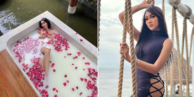 11 Photos of Lucinta Luna Bathing in Milk and Flowers in a Bathtub, Netizens: Is This Washing Rice Water Bath?