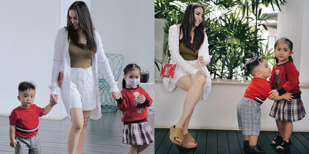 11 Photos of Momo Geisha Momong Her Children on Vacation in Singapore, Netizens are Focused on Her White and Smooth Legs