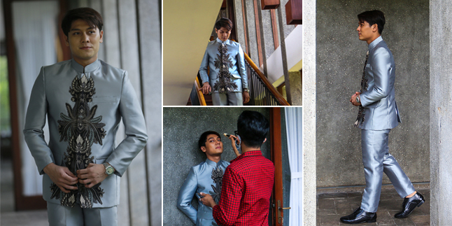 12 Handsome Photos and Nervous Face of Rizky Billar Ahead of Lesti's Engagement Event, Handsome in Silver Outfit