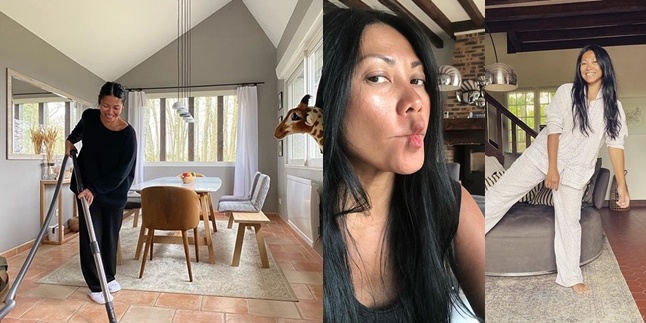 14 Photos of Anggun During Paris Lockdown, Cleaning Her Own House - Wearing Pajamas All Day