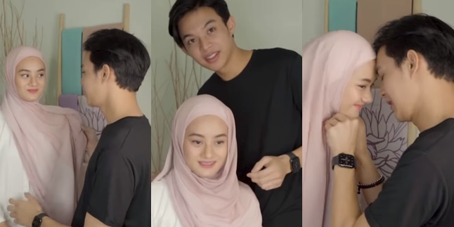 14 Sweet Moments of Rey Mbayang Creating Dinda Hauw's Hijab Model, the Result is Unexpected