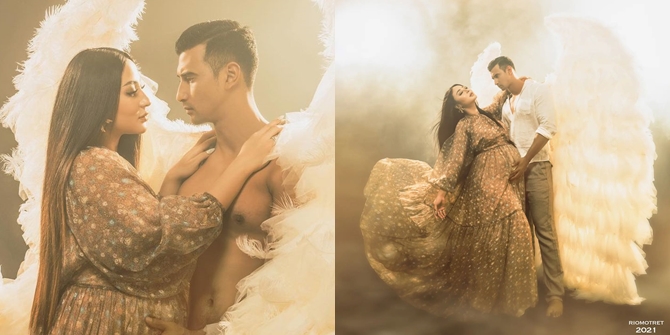 6 Latest Unique Heavenly-themed Maternity Shoot Portraits of Margin Wieheerm, Alie Syakieb Appears Strong like a Guardian Angel