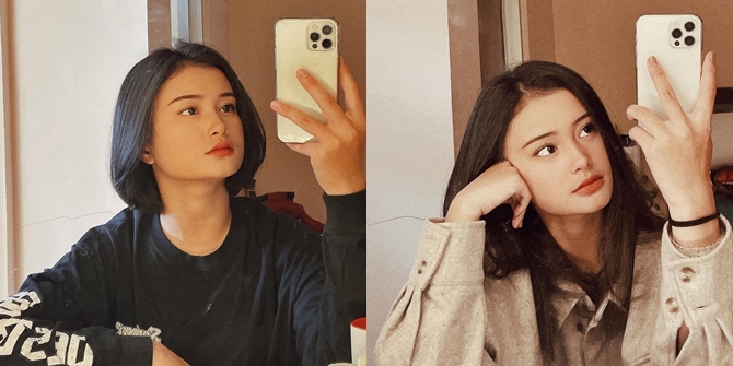6 Portraits of Mirror Selfie Liyan Zef, Star of the TV Series 'DARI JENDELA SMP', Showing a Beautiful Face with Sharp Gaze