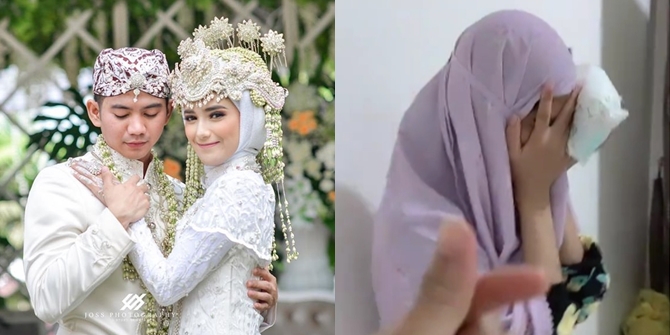 6 Portraits of Nadya Mustika Receiving Wedding Anniversary Surprise from Rizki DA, Blushing and Covering Her Face with Baby Diapers