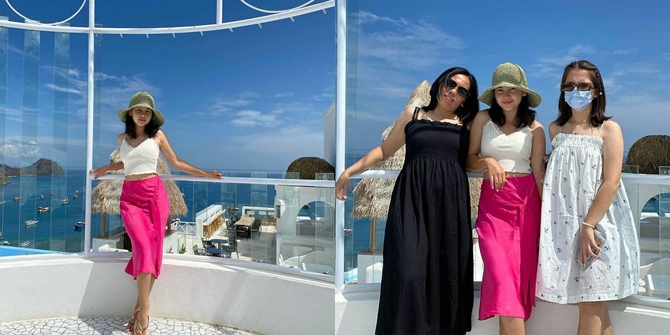 6 Photos of Sandrinna Michelle, Star of 'DARI JENDELA SMP', Vacationing in Labuan Bajo, Pink Satin Skirt Becomes the Highlight