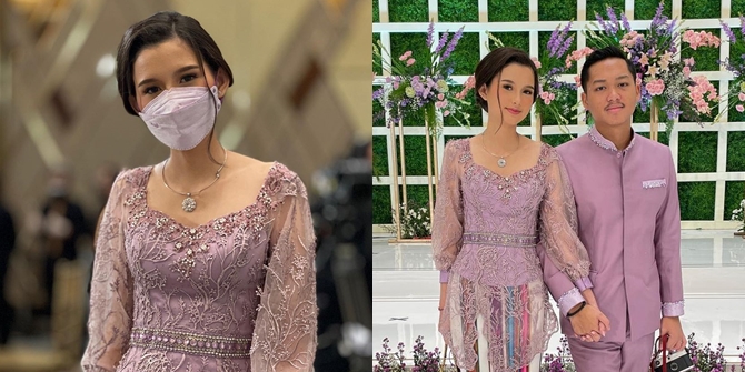 6 Portraits of Sarah Menzel, Azriel Hermansyah's Girlfriend at Aurel's Engagement, Beautiful and Unique Traditional Dress - Holding Hands Continuously