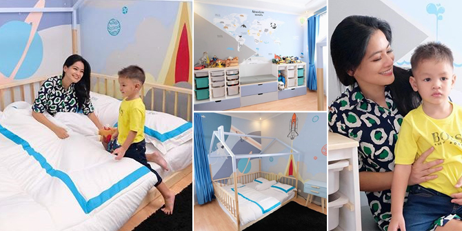 7 Photos of Kai & Juna, Titi Kamal's Sons' Room Decorated with Outer Space Theme - Adorned with World Map