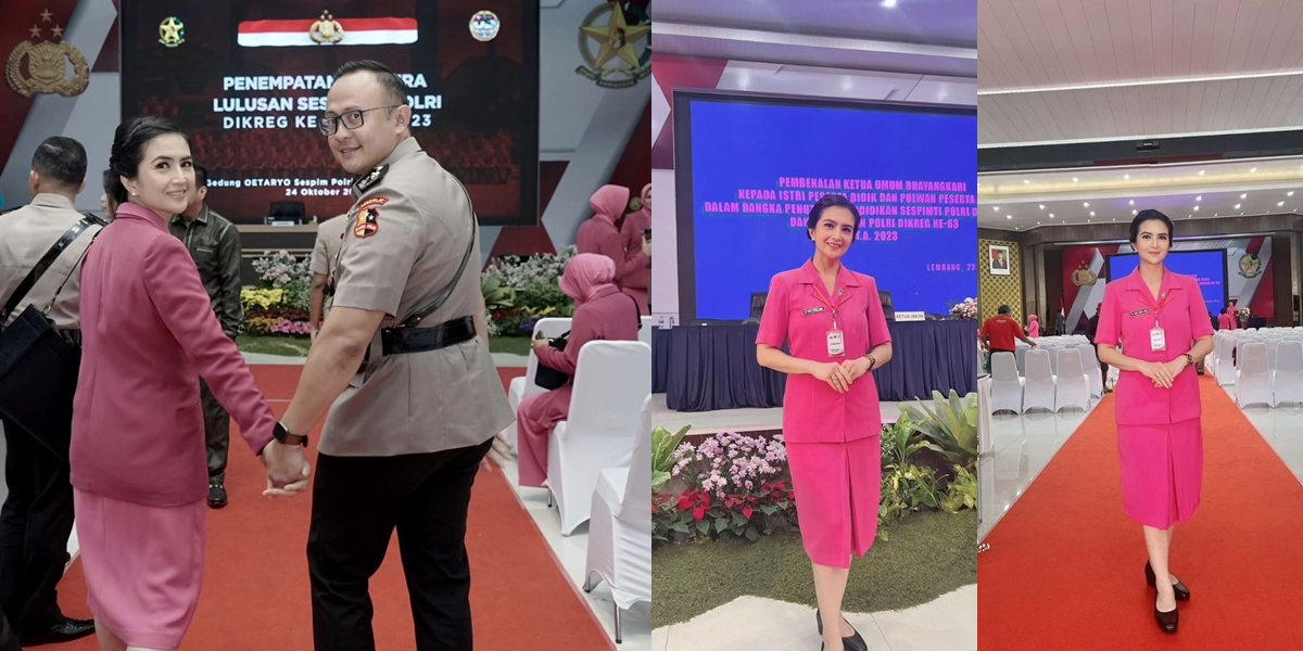 7 Portraits of Beautiful Kadek Devi Wearing Bhayangkari Uniform, Accompanying Husband to Receive Sespimmen Polri Diploma