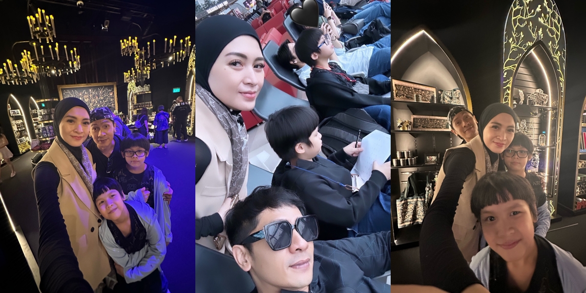 7 Photos of Adi Nugroho and Donita Taking Their Children on Vacation to Singapore, Completing School Assignments at the Airport Before Departure