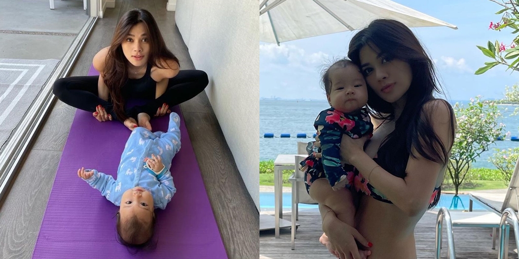 7 Pictures of Adinda Bakrie Taking Care of Baby Korra, Doing Yoga and Wearing a Bikini by the Pool - Such a Hot Mom!