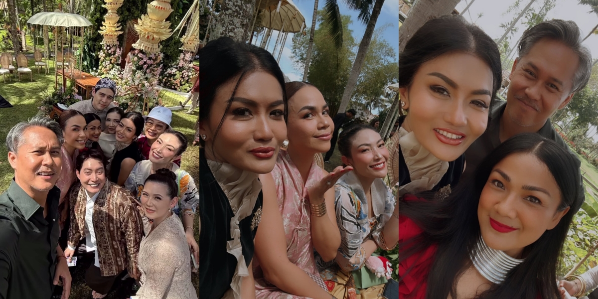 7 Photos of Artists Attending the Water Blessing for Luna Maya and Maxime Bouttier in Bali, Sharing Happiness on Their Friend's Special Day