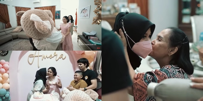 7 Portraits of Aurel Hermansyah Celebrating Amora's Birthday Full of Emotion, Grandma's Kiss Moment Makes You Emotional - Giving a Giant Doll Gift