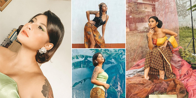 7 Portraits of Awkarin for Kartini Day, Looking Beautiful and Graceful in Kebaya - Kain Jarik