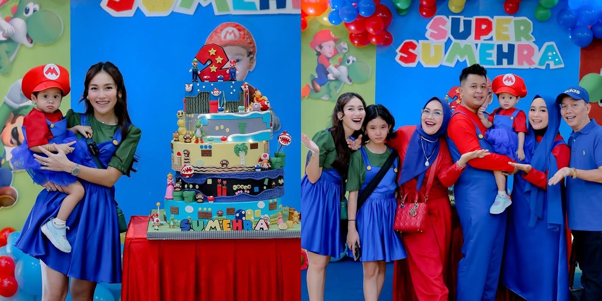 7 Photos of Ayu Ting Ting and Family Celebrating Her Nephew's Birthday, Super Mario Theme