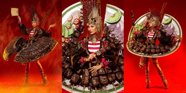 7 Beautiful Portraits of Aurra Kharisma Wearing Satay-themed Outfits at Miss Grand International 2020, A Proud Creation of Indonesian Children