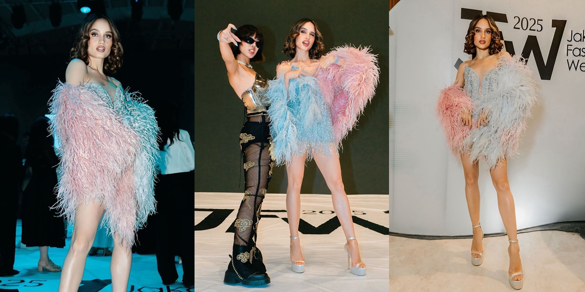 7 Portraits of Cinta Laura Wearing a Feathered Dress at Jakarta Fashion Week, Like an Angel at Victoria's Secret