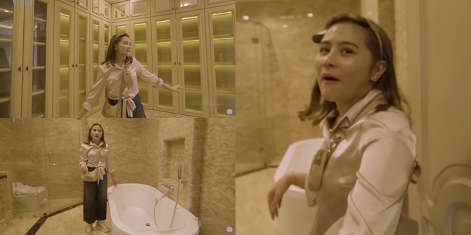 7 Portraits of Prilly Latuconsina's Closet and Bathroom, There is a 100-Door Wardrobe and Crystal Lights Above the Bath Up