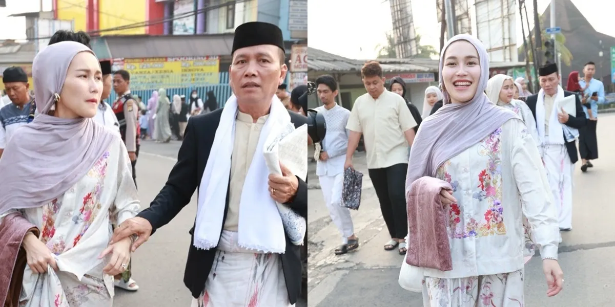 7 Fashion Photos of Ayu Ting Ting During Idul Adha Prayer, Walking Casually with Father Rozak