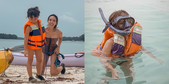 7 Adorable Photos of Gempi While Snorkeling, Initially Annoyed by the Salty Water - Making Gisella Anastasia Proud