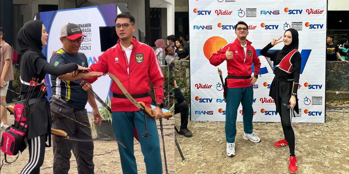 7 Portraits of Inara Rusli and Ricky Harun as a Team in the Archery Tournament, Inara's Hand Gesture Becomes the Spotlight