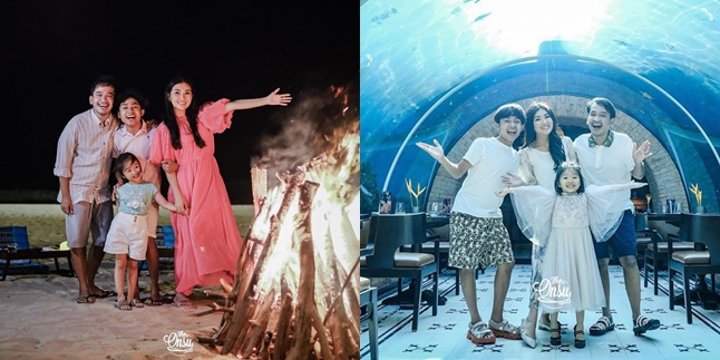 7 Portraits of Ruben Onsu and Sarwendah's Family Vacation in Bali, Enjoying Bonfire on the Beach