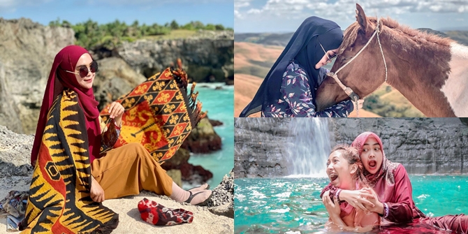 7 Photos of Ria Ricis' Vacation in Sumba - NTT, Looking Cool with Ethnic Cloth - Having Fun with Children on the Beach