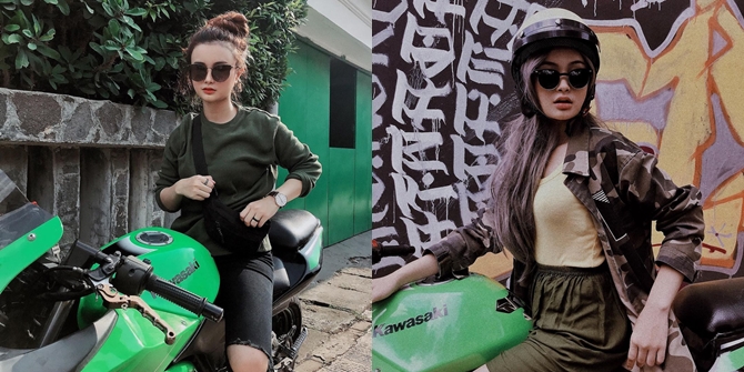 7 Portraits of Liyan Zef, the Star of the Soap Opera 'DARI JENDELA SMP' Riding a Motorcycle, Looking Beautiful and Charming Like Lady Bikers