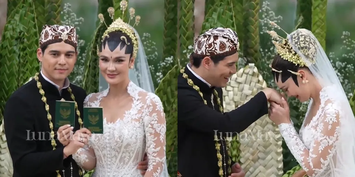 7 Portraits of Luna Maya & Maxime Bouttier Wearing Rings and Showing Marriage Certificate, Happy Faces Take the Spotlight