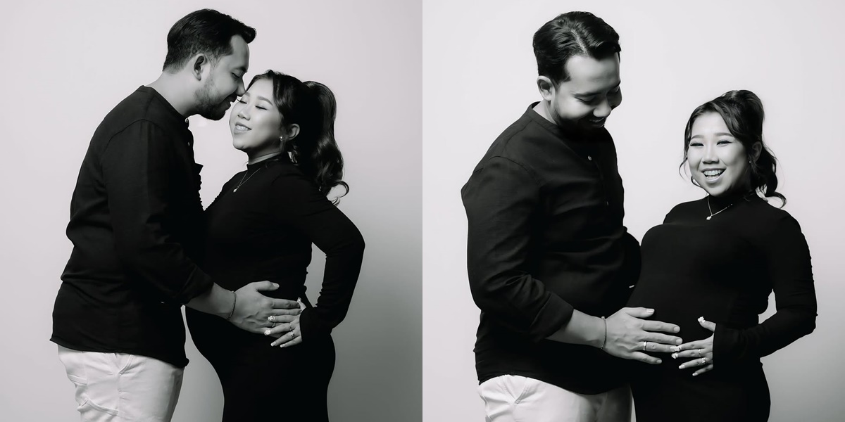 7 Maternity Portraits of Kiky Saputri and Her Husband in Black and White Concept, First Slide Shocking