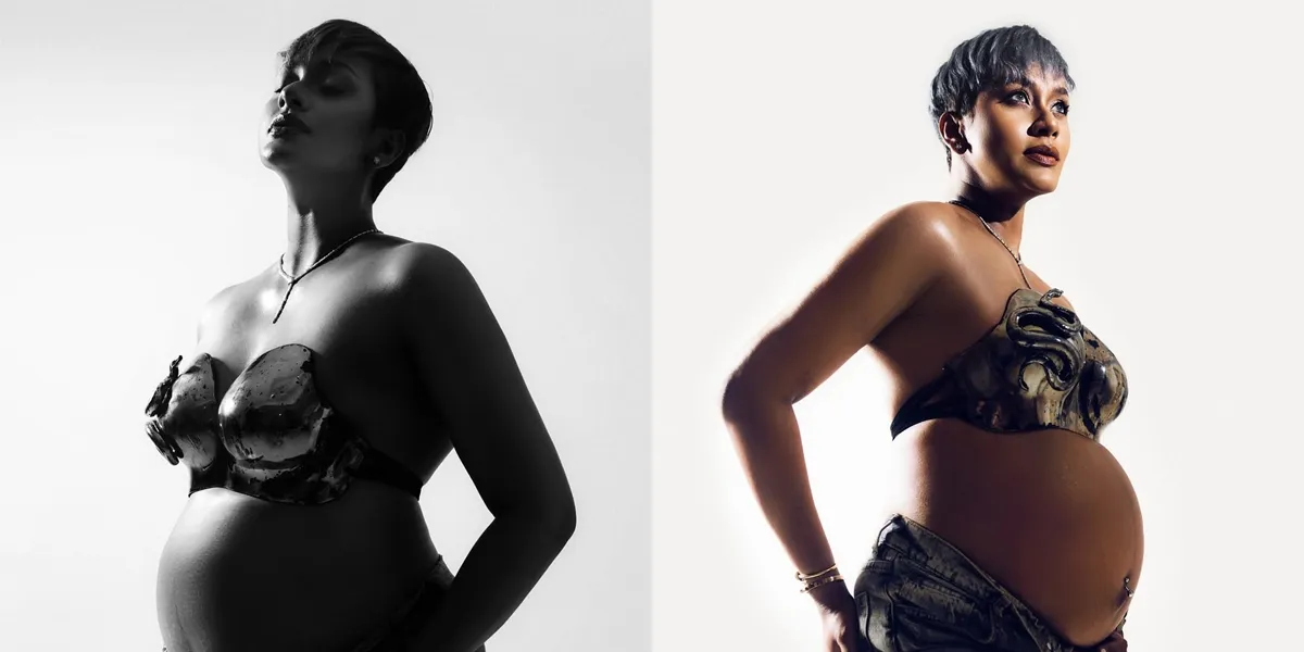 7 Portraits of Kimmy Jayanti's Maternity Shoot, Eagerly Awaiting the Birth of Her Third Child - Wearing a Unique Outfit with Snake Accents