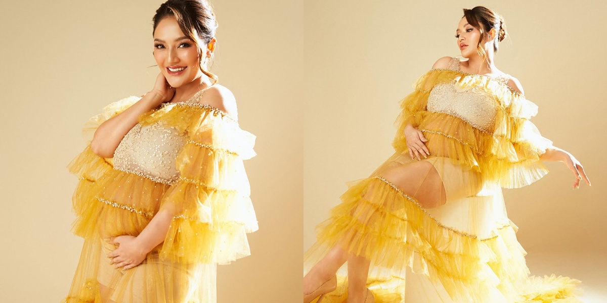 7 Photos of Siti Badriah's Maternity Shoot, Beautiful in a Yellow Dress at 9 Months Pregnant