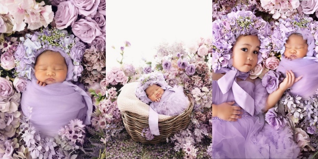 7 Portraits of Newborn Photoshoot Baby Kamya, Fitri Tropica's Second Daughter, Compact with Her Sister - Unique Inspired by Kendall and Kylie Jenner's Photos