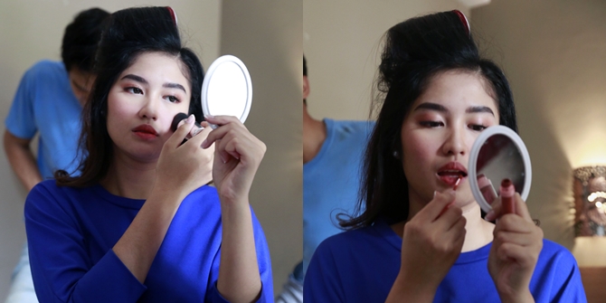7 Portraits of Ochi Rosdiana Doing Her Own Make-up on the Set of 'BUKU HARIAN SEORANG ISTRI', Her Hair Stays Perfectly in Place!