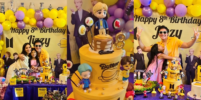 7 Portraits of Jizzy Pearl's 8th Birthday Celebration, Marsha Timothy and Vino G Bastian's Daughter with a BTS Theme, Netizens: Every Army's Dream Parents