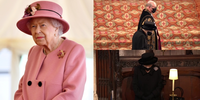 7 Portraits of Queen Elizabeth Attending the Funeral of Prince Philip, Sitting Alone and Bowing Down as She Bids Farewell to Her Husband