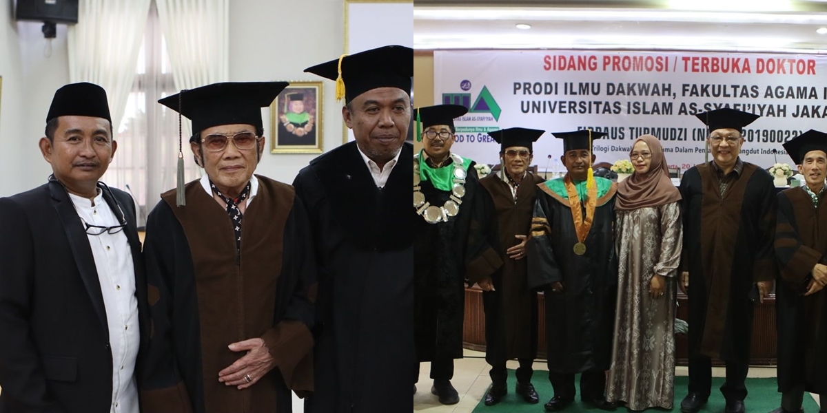 7 Portraits of Rhoma Irama as an Expert Examiner in a Doctoral Student Open Session, His Dissertation is about Music & Preaching