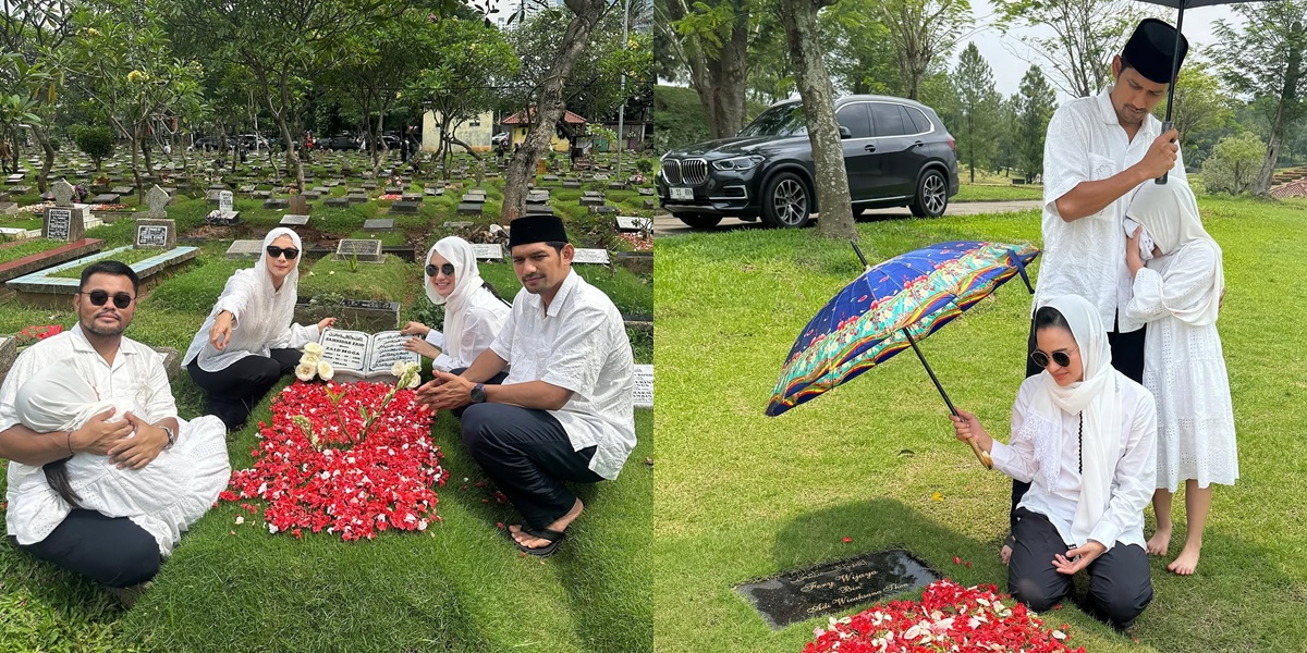 7 Photos of Ririn Ekawati & Ibnu Jamil Visiting Their Parents' Grave, Preserving Tradition Before Ramadan