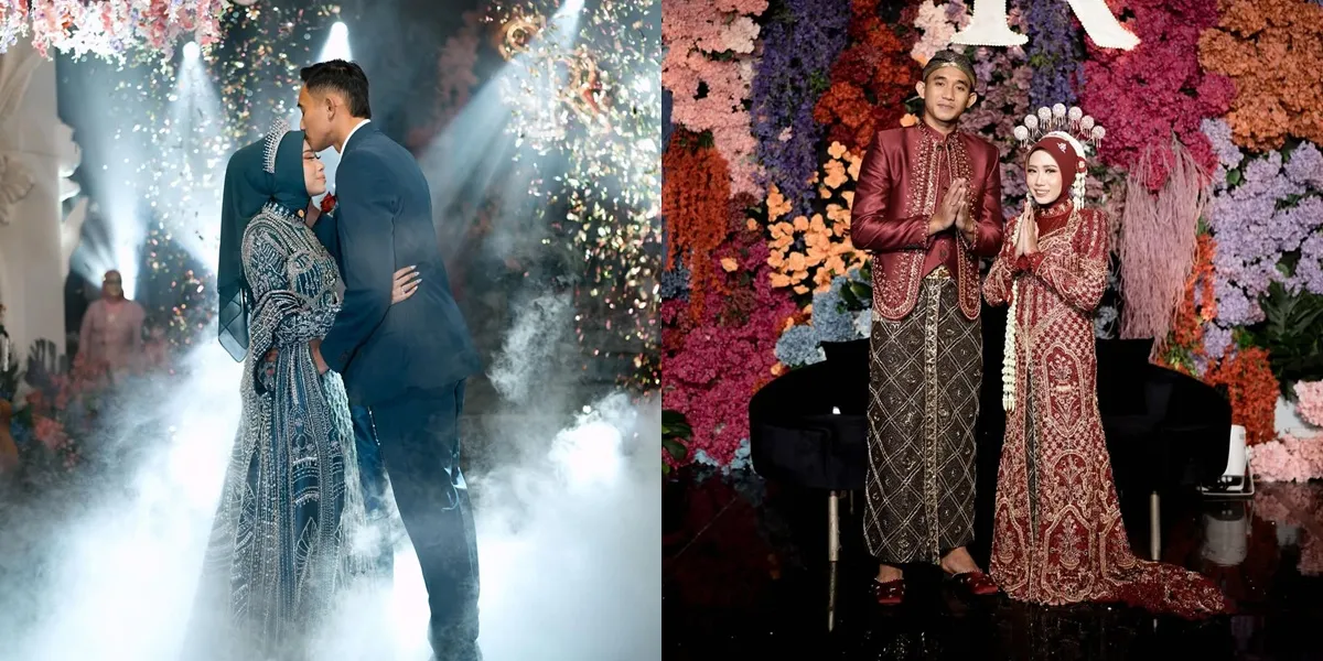 7 Photos of Rizky Ridho at the Wedding Reception, the Dress and Kebaya of His Wife Have Their Own Story