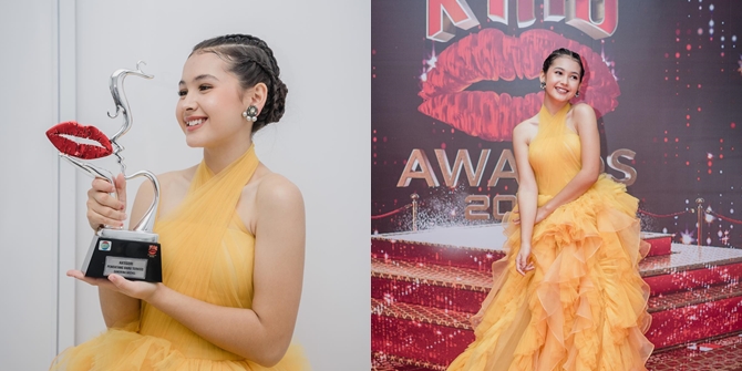 7 Portraits of Sandrinna Michelle, the Star of 'DARI JENDELA SMP,' Looking Stunning at the Kiss Award 2022 Event, Successfully Bringing Home an Award