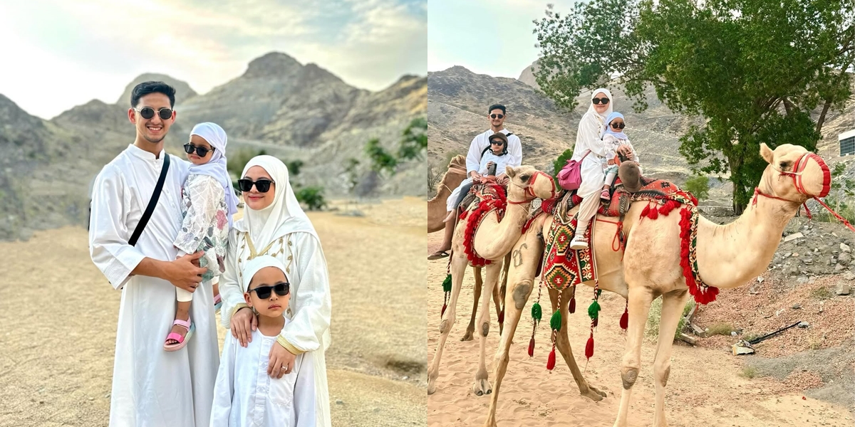 7 Portraits of Tasya Kamila Performing Umrah with Her Husband and Children, Enjoying Camel Rides - Praying While Watching the Little One Sleep Soundly in the Mosque