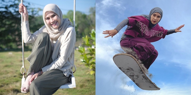 7 Portraits of Zaskia Adya Mecca who Stay Agile like a Teenager Despite Having 5 Children, Having Fun Riding a Scooter - Skateboard