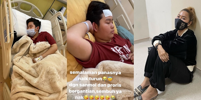 Portrait of Ivan Putra as the Only Child of Inul Daratista Recording Due to Dengue Fever, Experiencing High Fever - The Mother Sat Helplessly on the Hospital Floor