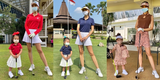 8 Adorable Photos of Baby Yaya Playing Golf and Matching Outfits with Farah Quinn