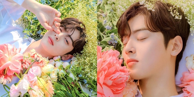 8 Photos of Cha Eun Woo Lying in a Flower Garden, Equally Beautiful!