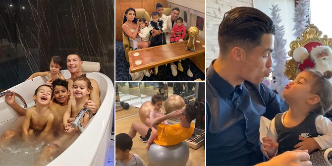 8 Hot Daddy Cristiano Ronaldo's Handsome Styles When Taking Care of Children: Bathing Together - Exercising While Taking Care of Babies