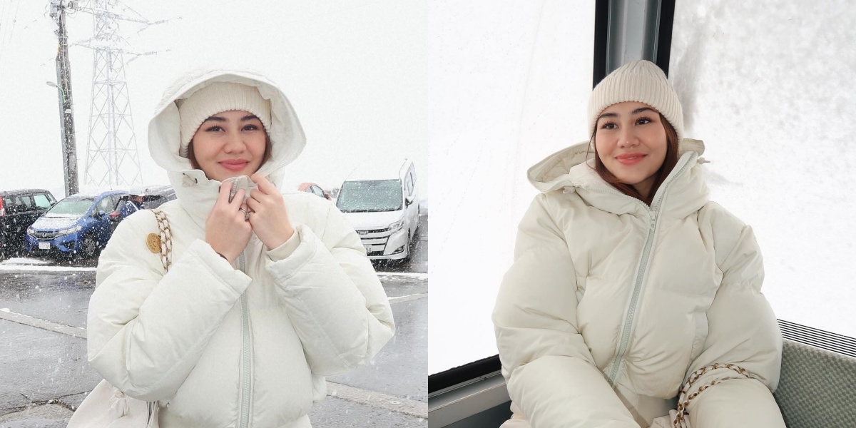 8 Photos of Aaliyah Massaid Playing in the Snow in Japan, Face Turns Red Because of the Cold